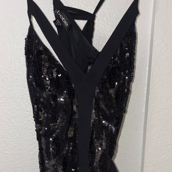 bebe Tops - Bebe Elegant Black Sequin tank top